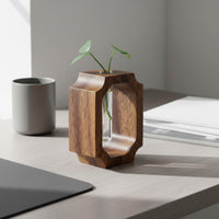 Walnut Wood Vase Japanese Design Test Tube Vase Creative Ornament for Table