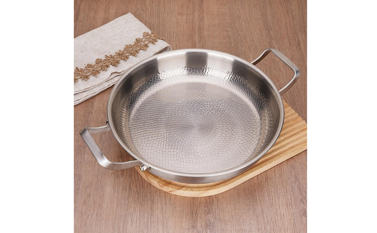 Hammered Titanium Pan Long-Lasting Double Handle Skillet Easy to Clean
