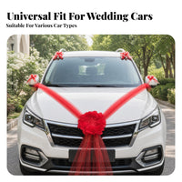 Transparent Tulle Wedding Car Decoration Kit V-Shaped Drape Wedding Car Decoration Set Butterfly-Style Flowers Flower Hood Garland Kit Windshield Strip