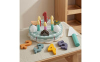 Wooden Cake Toy Smooth Painted Finish Wooden Pretend Cake Printed Decorative Details for Children
