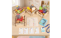 Educational Grocery Store Toy with Calculator Interactive Wooden Supermarket Toy Child-Led Pretend Grocery Store Compact for Children, Preschoolers, Toddlers, Playroom, Classroom, Daycare