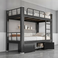 Steel Bunk Bed with Guardrails Space-Saving Metal Bunk Bed with Ladder Reinforced for Students, Workers, Dorm Rooms, Shared Bedrooms, Hostels