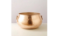 Metal Vase with Handles Gold Decorative Vase Hammered Metal Bowl Textured for Tabletop, Entryway