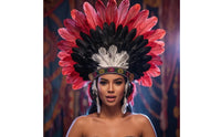 Theatrical Feather Headpiece with Beaded Headband Feathered Feather Headdress Layered Costume Headdress One Size for Performers, Dance Shows