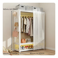 Large Capacity Garment Rack with Pegboard Sturdy Metal Frame Clothes Rack with Shelves Freestanding Closet System for Bedroom