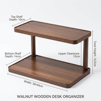 Wooden Desk Shelf Organizer, 2 Tier Display Shelf for Cups, Small Desk Storage Rack for Home Office, Desktop Display Shelf