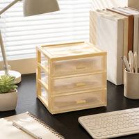 Desktop Storage Letter Case, Document Case, 3 Drawers, Desk Organizer, Plastic, 18L