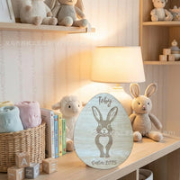 Easter Bunny Footprint Plaque Personalized Newborn Footprint Sign 3D Design Infant First Easter Sign for Infants, Grandparents, Photo Shoots