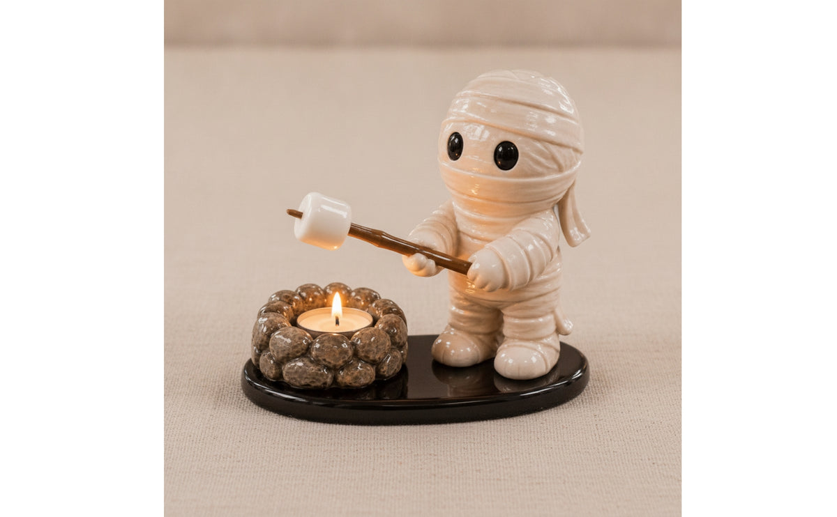 Halloween-Themed Tealight Holder with Base Compact Tealight Holder Glossy Decor Decorative for Mantel