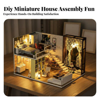 DIY Miniature House Kit Build It Yourself DIY Wooden Miniature Kit Highly Detailed 3D Wooden Puzzle House for Adults, Birthday Gift, Creative Project