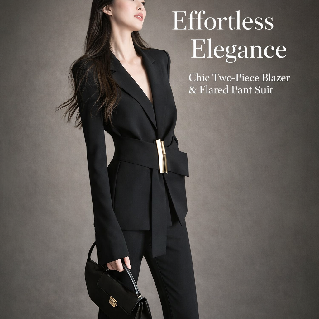 Ladies Trouser Suits for Wedding Guests with Long Sleeve Jacket, Two Piece for Women in Extended Sizes, Polyester Blend Material
