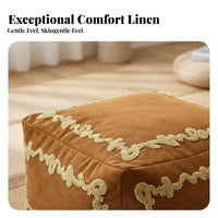 Moroccan Design Upholstered Pouf Removable and Washable Cover Embroidered Pouf Cube Multi-Functional Floor Seating Decorative Accent for Homeowners, Interior Decorators, Living Room, Balcony, Reading Nook, Playroom