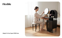 Extendable Dressing Table with Cabinet Vintage design Bedroom Furniture Space-Saving Vanity Set for Apartment Dwellers, Homeowners, Small Living Spaces