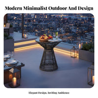3 Pieces Woven Design Wickerappearance Armchair and Table Set Weather-withstandant Outdoor Furniture Comfortable seat pads Sturdy Frame for Apartment Dwellers, Garden lovers, Patio, Backyard, Porch, Yard