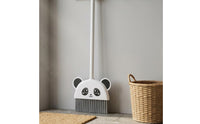 White Handle Panda-Face Broom Cartoon Style Panda Broom Gray Bristles Kids Play Item for Children
