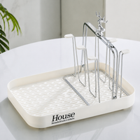 Drinkware Drying Rack Dish Drainer, 2 Tier Electroplated Silver Metal Dish Rack for Kitchen Counter, Luxury Mug & Glass Drainer Stand