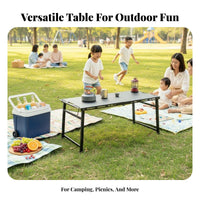 Portable Adjustable Height Camping Table Easy to Set Up Adjustable Height Outdoor Table Sturdy & Long-Lasting Hanging Slots for Travelers, Picnickers, Travel, Picnic, Tailgating, Backyard