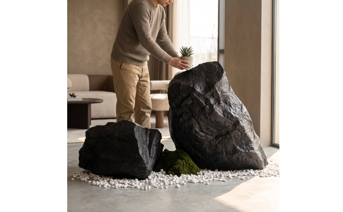 2 Pieces Faux Rock Realistic Artificial Rock Looking Faux Boulder for Visual Merchandisers, Photographers, Stage Design, Photography Studios