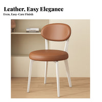 Light Luxury Design Upholstered Oval-Back Stool Soft Padded Backrest Dining Chair Modern Minimalist Design Home Seating Designer Inspired for Homeowners, Interior Designers, Restaurant Owners, Kitchen, Living Room, Bedroom, Reading Nook