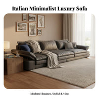 Italian Minimalist Sofa Scratch Resistant Material Modern Deep Seat Couch Supportive Comfort Deep Seat Couch for Pet Owners, Lounge Area, Bedroom