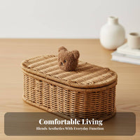 Lidded Wickerdesign Bin With Lid Organizing Box Easy to Clean for Living Room