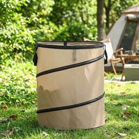 37L Collapsible Garden Waste Bags and Laundry Bags, Waterproof Oxford Cloth Cylindrical Bin with Side Clips, Portable Camping Trash Container