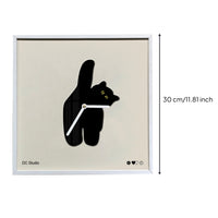 Minimalist Square Clock with Cat Silhouette Analog Square Decorative Wall Clock for Living Room