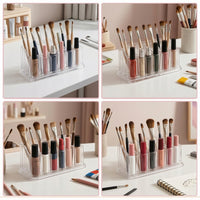 Nail Brush Holder with 26 Holes Clear Nail Brush Holder Pen Organizer Transparent Pen Display Stand Upright for Artists, Vanity