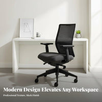 Lumbar Support Ergonomic Task Chair Adjustable Height Ergonomic Mesh Back Roller Rolling Casters Office Furniture Thick Padded Seat for Remote Workers, Students, Adults, Study Room
