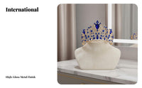 Baroque Pageant Crown Elegant Design Adjustable Queen Crown Sparkling Bridal Headpiece Luxury Look Full Circle Crystal Tiara