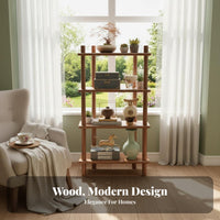 Floor-Standing Leaning Ladder Shelf Minimalist Design shelving unit Freestanding Display Rack Multi-Tiered for Book Lovers, Students, Homeowners, Living Room, Bay opening, Bedroom, Home Office