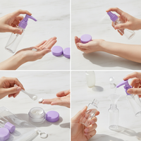 Travel Bottle Set for Cosmetics and Toiletries - Press Pump, Spray, and Cream Jars
