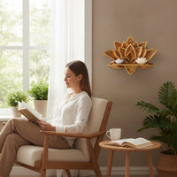 Lotus Flower Wall Shelf Gold Lotus Flower Shelf Floating for Bedroom