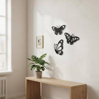 3 Pieces Steel Butterfly Wall Sculptural Design Visual Effect Iron-Winged Butterfly Wall Hanging Easy to Hang for Office