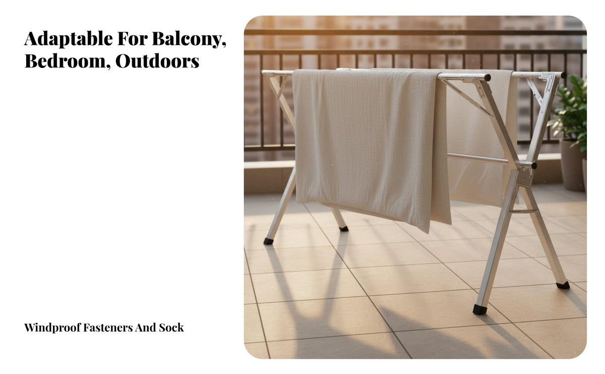 Foldable Drying Stand Indoor Outdoor Use Foldable X-Shaped Frame Clothes Horse Expandableable Garment Airer for Students, Families, Balcony, Indoors