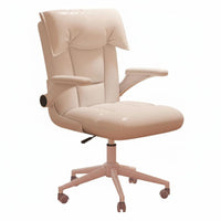 Adjustable Height Upholstered Rolling Chair High Back Support Upholstered Rolling Chair with Armrests Soft Cushioning Swivel Seat Ergonomic for Students, Adults, Teens, Study Room, Bedroom, Vanity