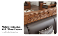 Solid Wood Storage Sofa Versatile-Versatile Design Walnut Wood Couch Firm Foam Cushions Chinese Design Living Room Set for Apartment Dwellers, Home