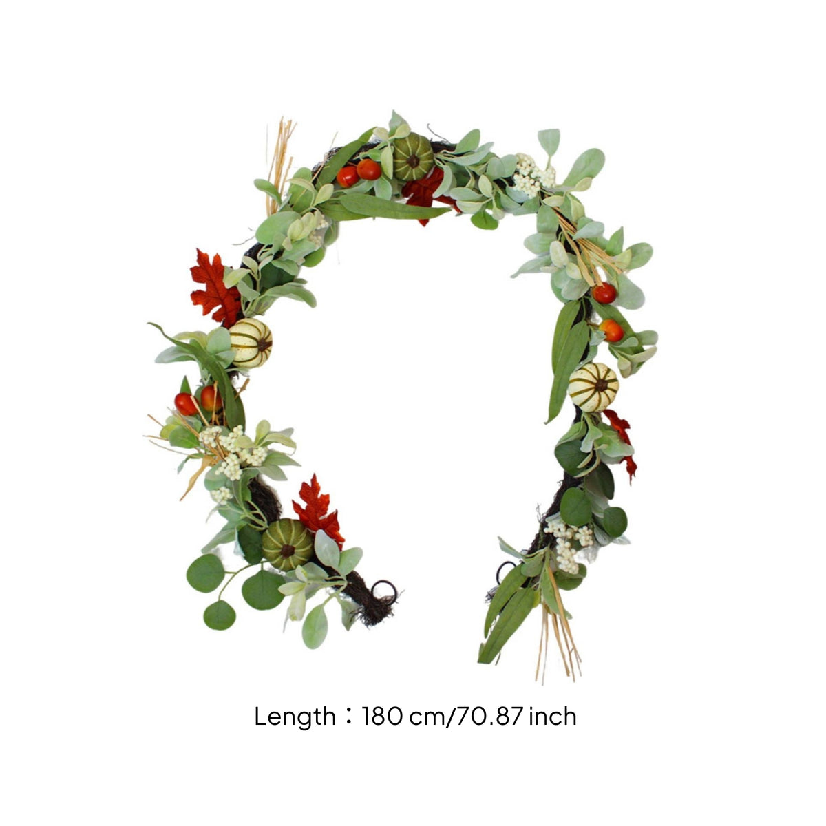 Autumn Garland with Pumpkins Vivid Fall Garland Colorful Artificial Maple Foliage & Branch for Doorway