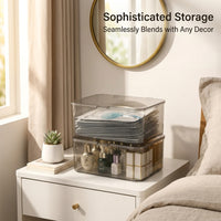 Acrylic Makeup Organizer Storage Box, Stackable Drawer Style with Lid, Desk Cabinet Clear Cosmetic for Vanity