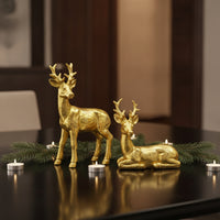 Gold Deer Figurines Shiny Deer Statues Sculpted Stag Figurines Sturdy for Living Room