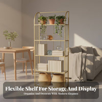 Multi-Layer Design Arched Top Etagere Modern Aesthetic Room Divider Versatile Display Rack Large Capacity for Office Workers, Book Lovers, Homeowners, Bedroom, Entryway