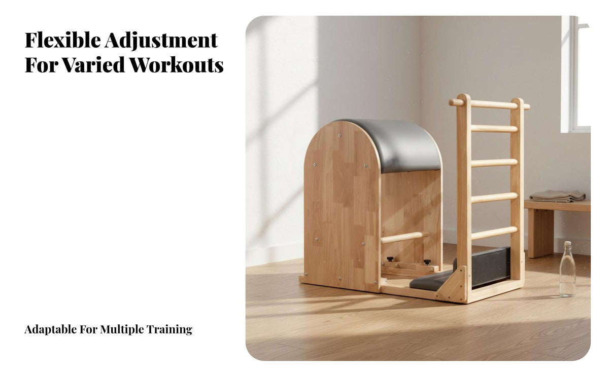 5 Pieces Solid Wood Frame Pilates Ladder Barrel Core Strengthening Exercise Ladder Barrel Set Sturdy and Long-Lasting Fitness Equipment Stable Structure for Home Gym Users, Postpartum Women, Stretching Studio