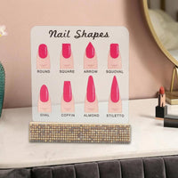 Rhinestone Nail Shape Chart Printed Acrylic Nail Display Stand Decorative Clear Acrylic Display for Manicurists
