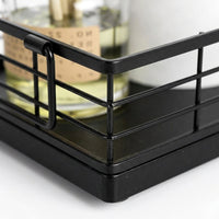 Bathroom Storage Baskets with Wooden Handle for Shelves, Woven with Metal Wire Frame, Portable Organizer for Countertop and Kitchen