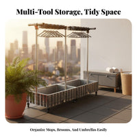 Mop Rack with Wheels and Drip Tray Stainless Steel Frame Mobile Mop and Broom Holder Easy Drainage Rolling Cleaning Tool Organizer for Janitors, Hotel