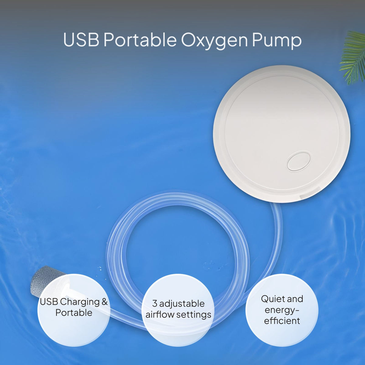 USB Rechargeable Silent Oxygen Pump for Aquarium and Fishing