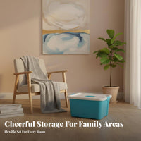 3 Pieces Wheeled container Set Large Capacity Organizing Box safe Lids for Families