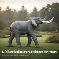 Fiberglass Elephant Model Weather Resistant Realistic Elephant Sculpture Handmade Large Lawn Ornament for Homeowners, Gardeners, Gardens, Parks, Lawns