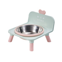 Elevated Pet Feeder Cute Stainless Steel Bowl Sturdy Raised Cat Bowl for Young Dogs, Indoor