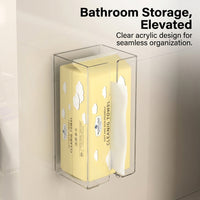 Wipes Holder and Wall Mounted Tissue Box Holders for Washroom or Powder Room, Thick Storage for Families, Adhesive for Kitchen